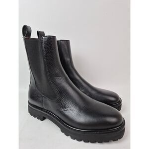 Reformation Women's Black Leather Katerina Lug Sole Chelsea Boot Size 8.5